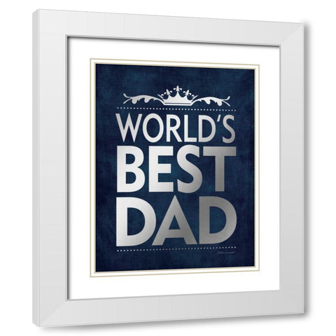 Best Dad Silver White Modern Wood Framed Art Print with Double Matting by Marrott, Stephanie