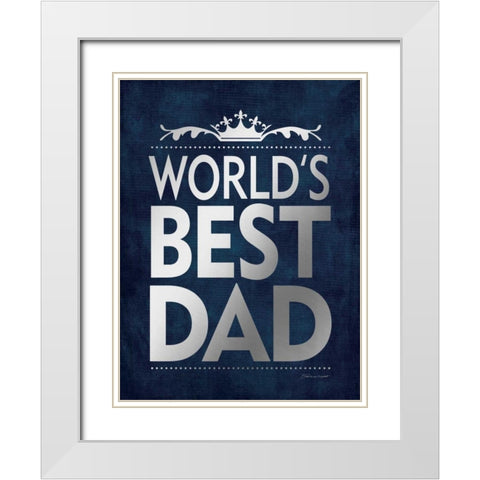 Best Dad Silver White Modern Wood Framed Art Print with Double Matting by Marrott, Stephanie