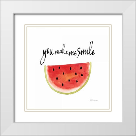 Smile White Modern Wood Framed Art Print with Double Matting by Marrott, Stephanie