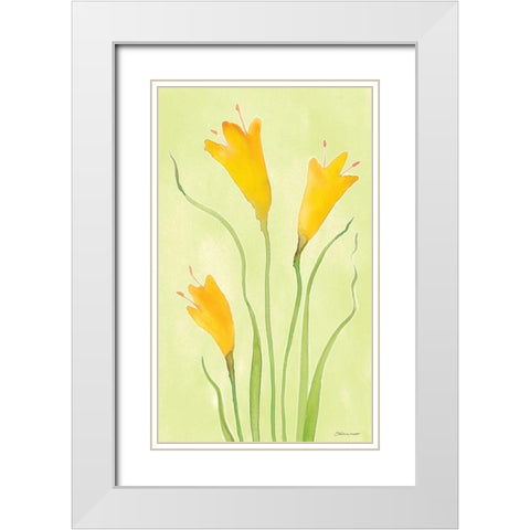 Buttercups White Modern Wood Framed Art Print with Double Matting by Marrott, Stephanie