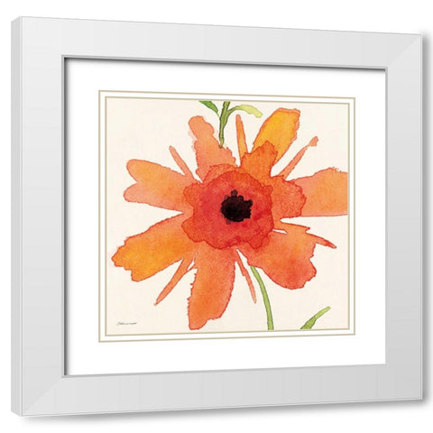 Poppy II White Modern Wood Framed Art Print with Double Matting by Marrott, Stephanie