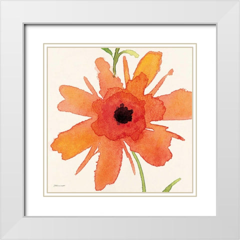 Poppy II White Modern Wood Framed Art Print with Double Matting by Marrott, Stephanie