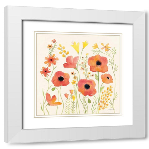 Confetti Garden White Modern Wood Framed Art Print with Double Matting by Marrott, Stephanie
