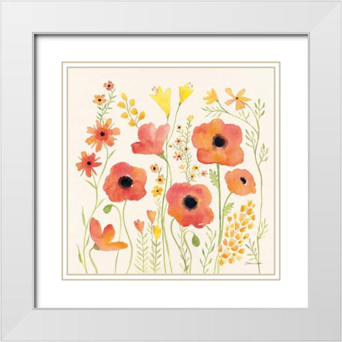 Confetti Garden White Modern Wood Framed Art Print with Double Matting by Marrott, Stephanie