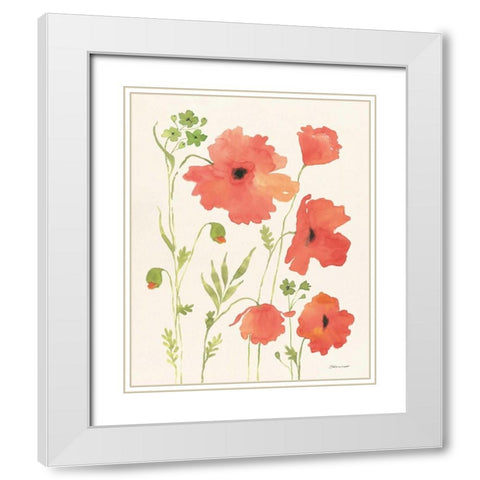 Poppy Garden White Modern Wood Framed Art Print with Double Matting by Marrott, Stephanie