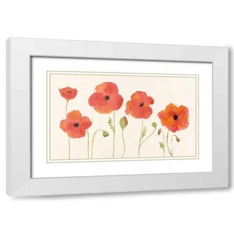 Poppies White Modern Wood Framed Art Print with Double Matting by Marrott, Stephanie