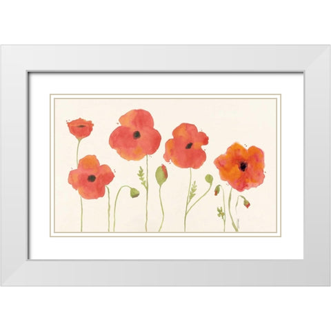 Poppies White Modern Wood Framed Art Print with Double Matting by Marrott, Stephanie