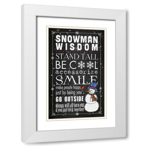 Snowman Wisdom White Modern Wood Framed Art Print with Double Matting by Marrott, Stephanie