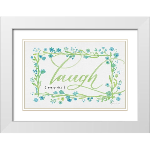 Laugh White Modern Wood Framed Art Print with Double Matting by Marrott, Stephanie