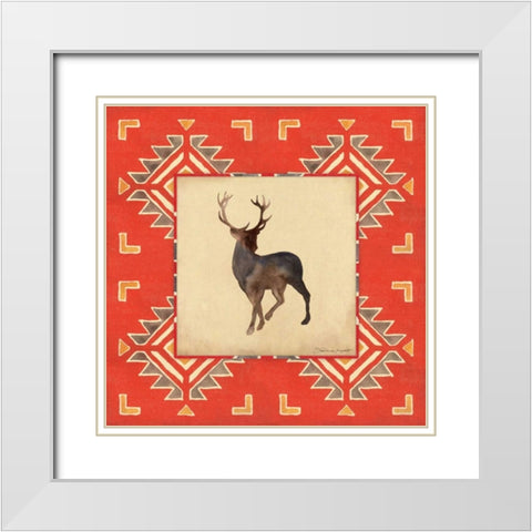 Deer Blanket White Modern Wood Framed Art Print with Double Matting by Marrott, Stephanie