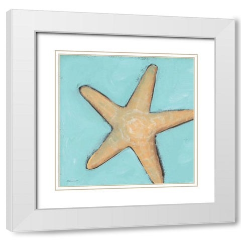 Starfish White Modern Wood Framed Art Print with Double Matting by Marrott, Stephanie