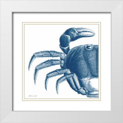Blue Crab White Modern Wood Framed Art Print with Double Matting by Marrott, Stephanie