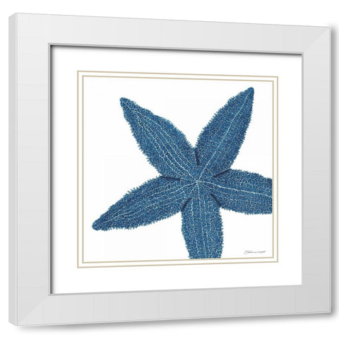Blue Starfish White Modern Wood Framed Art Print with Double Matting by Marrott, Stephanie