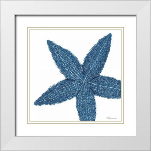 Blue Starfish White Modern Wood Framed Art Print with Double Matting by Marrott, Stephanie