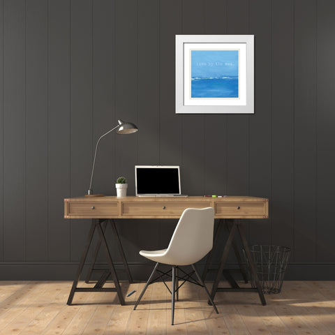Live By The Sea White Modern Wood Framed Art Print with Double Matting by Marrott, Stephanie