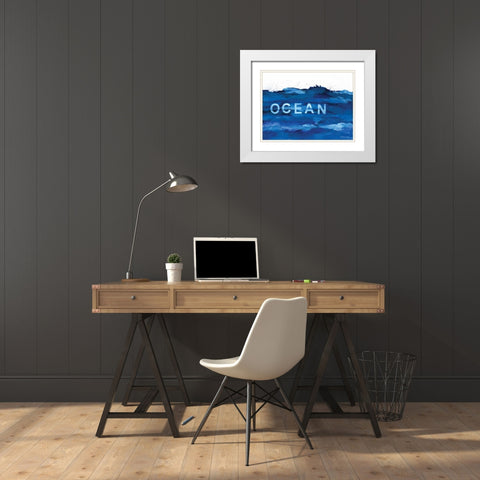 Ocean Blue White Modern Wood Framed Art Print with Double Matting by Marrott, Stephanie