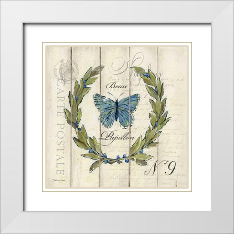 Butterfly Laurel White Modern Wood Framed Art Print with Double Matting by Marrott, Stephanie