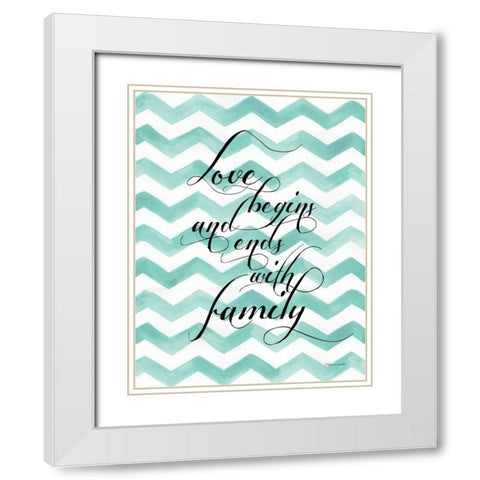 Love Begins White Modern Wood Framed Art Print with Double Matting by Marrott, Stephanie