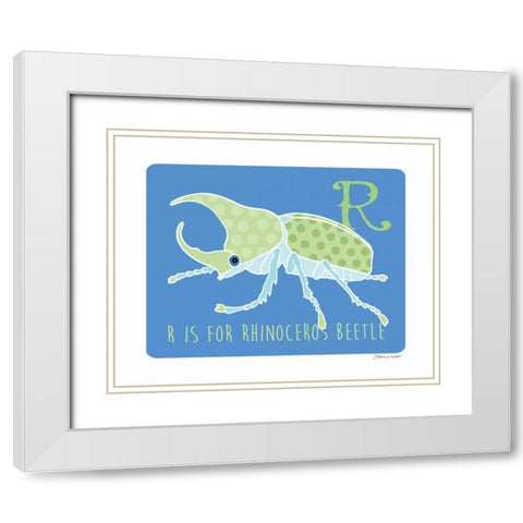 R is For Rhino White Modern Wood Framed Art Print with Double Matting by Marrott, Stephanie