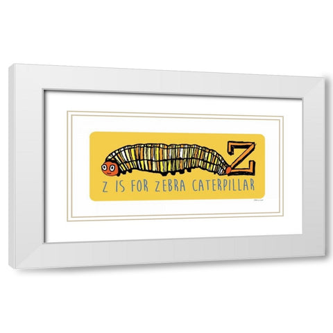 Z is For Zebra White Modern Wood Framed Art Print with Double Matting by Marrott, Stephanie