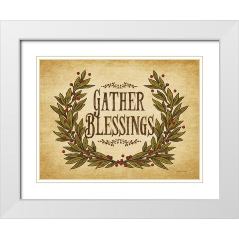 Gather Blessings I White Modern Wood Framed Art Print with Double Matting by Marrott, Stephanie