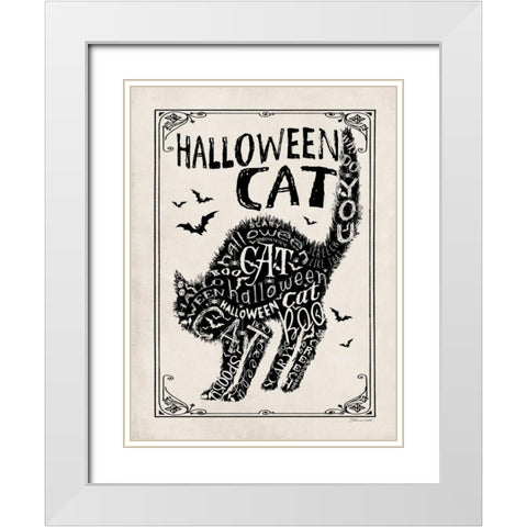 Halloween Cat II White Modern Wood Framed Art Print with Double Matting by Marrott, Stephanie