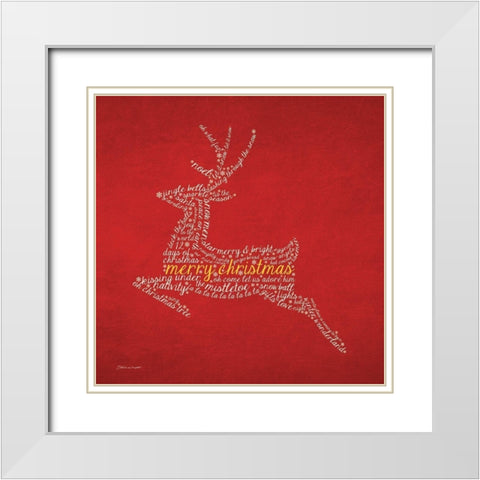 Reindeer White Modern Wood Framed Art Print with Double Matting by Marrott, Stephanie