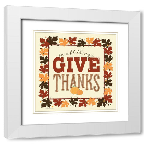 Give Thanks White Modern Wood Framed Art Print with Double Matting by Marrott, Stephanie