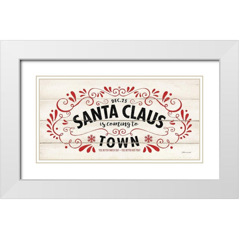 Santa Claus White Modern Wood Framed Art Print with Double Matting by Marrott, Stephanie