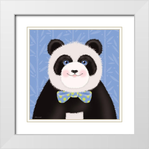 Happy Panda White Modern Wood Framed Art Print with Double Matting by Marrott, Stephanie