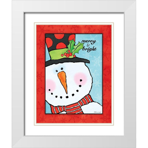 Snowman I White Modern Wood Framed Art Print with Double Matting by Marrott, Stephanie