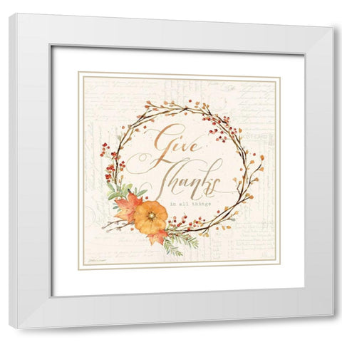 Give Thanks White Modern Wood Framed Art Print with Double Matting by Marrott, Stephanie