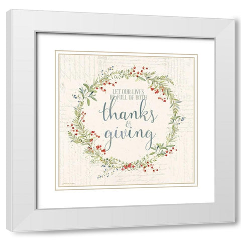 Thanks and Giving White Modern Wood Framed Art Print with Double Matting by Marrott, Stephanie