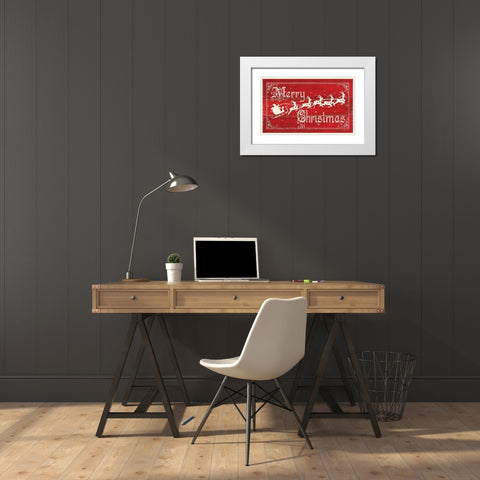 Merry Christmas White Modern Wood Framed Art Print with Double Matting by Marrott, Stephanie