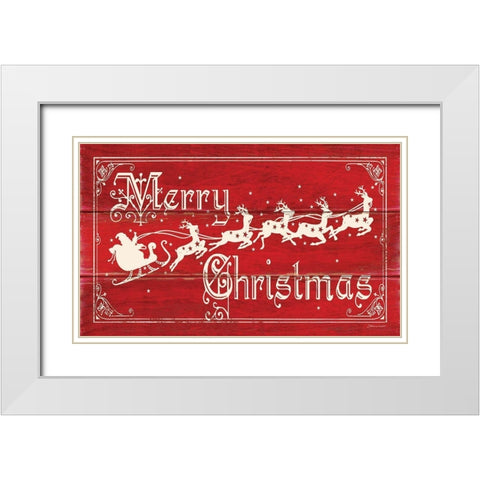 Merry Christmas White Modern Wood Framed Art Print with Double Matting by Marrott, Stephanie