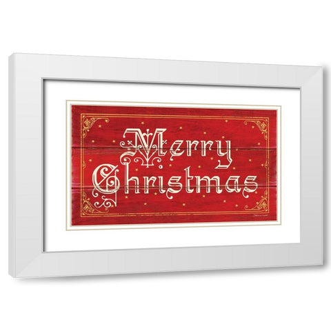 Merry Christmas White Modern Wood Framed Art Print with Double Matting by Marrott, Stephanie