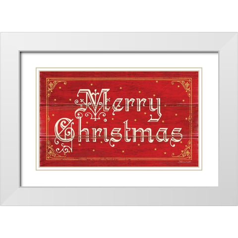 Merry Christmas White Modern Wood Framed Art Print with Double Matting by Marrott, Stephanie