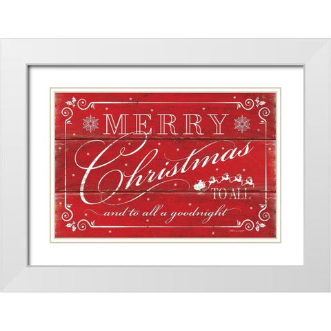 Merry Christmas to All White Modern Wood Framed Art Print with Double Matting by Marrott, Stephanie