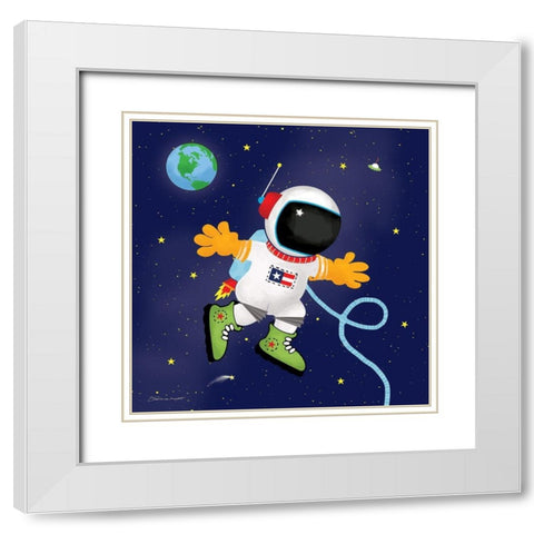 Astronaut In Space White Modern Wood Framed Art Print with Double Matting by Marrott, Stephanie