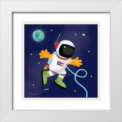 Astronaut In Space White Modern Wood Framed Art Print with Double Matting by Marrott, Stephanie