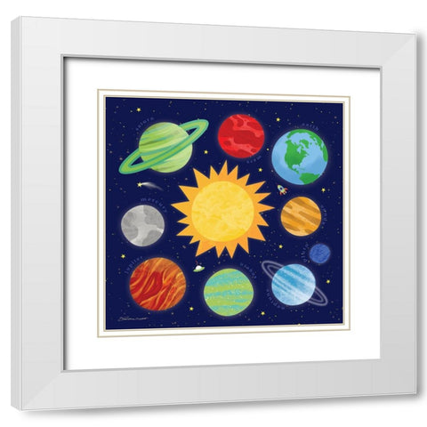 Our Solar System White Modern Wood Framed Art Print with Double Matting by Marrott, Stephanie