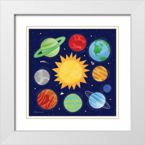 Our Solar System White Modern Wood Framed Art Print with Double Matting by Marrott, Stephanie