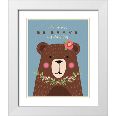 Brave Bear White Modern Wood Framed Art Print with Double Matting by Marrott, Stephanie