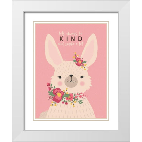 Kind Bunny White Modern Wood Framed Art Print with Double Matting by Marrott, Stephanie
