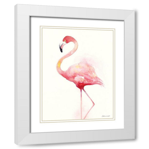 Flamingo I White Modern Wood Framed Art Print with Double Matting by Marrott, Stephanie