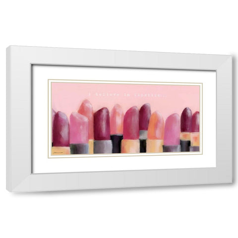 Lipstick Line-Up White Modern Wood Framed Art Print with Double Matting by Marrott, Stephanie