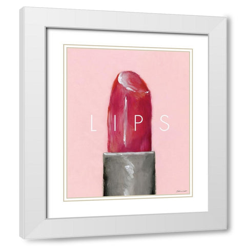 Lips White Modern Wood Framed Art Print with Double Matting by Marrott, Stephanie