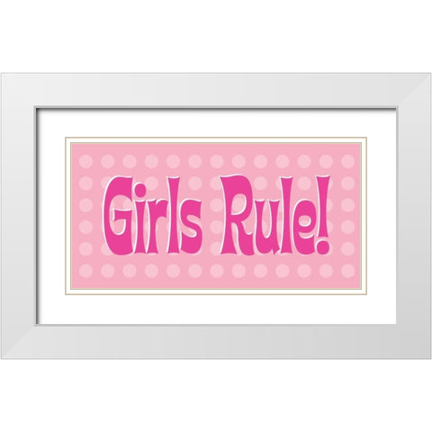 Girls Rule White Modern Wood Framed Art Print with Double Matting by Marrott, Stephanie