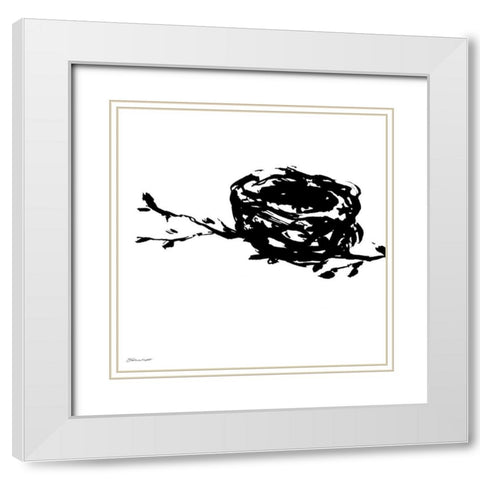 Nest II White Modern Wood Framed Art Print with Double Matting by Marrott, Stephanie