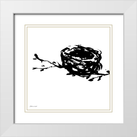 Nest II White Modern Wood Framed Art Print with Double Matting by Marrott, Stephanie